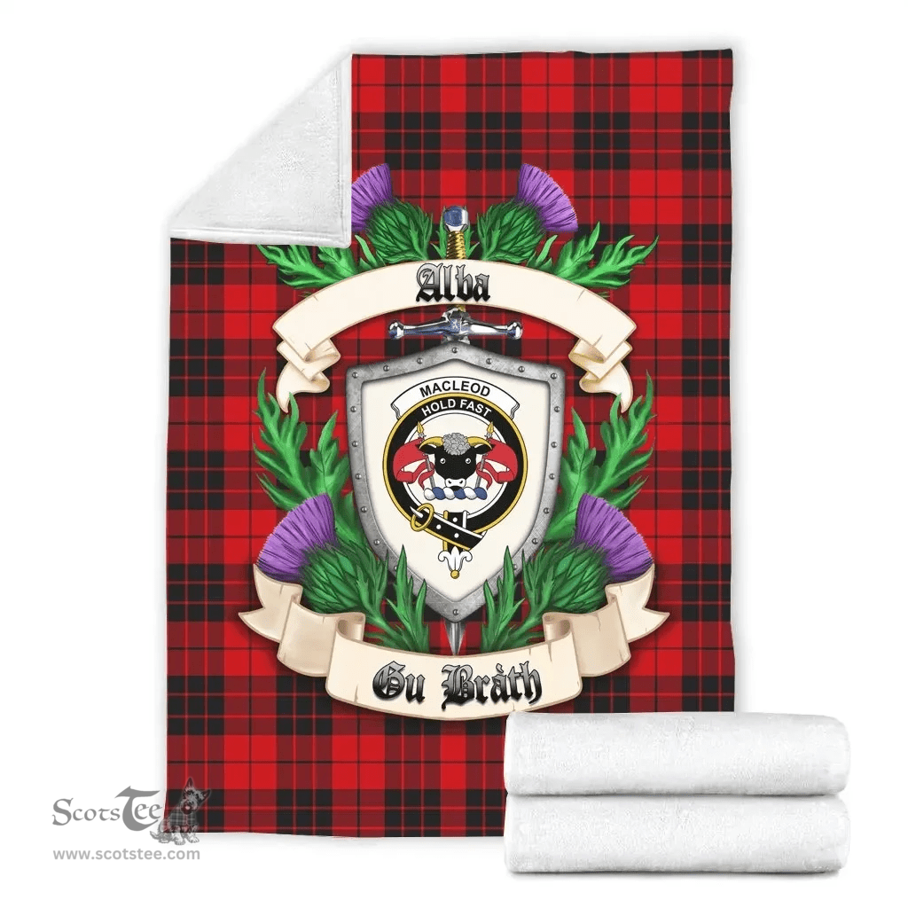 Scottish MacLeod of Raasay Clan Tartan Blanket - Crest Thistle Style Scottish Plaid Tartan Plaid