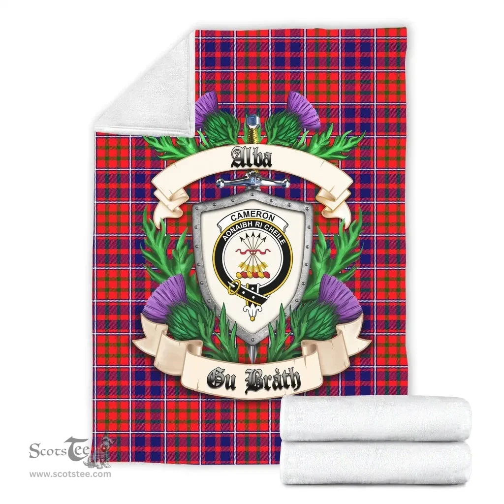 Scottish Cameron of Lochiel Modern Clan Tartan Blanket - Crest Thistle Style Scottish Plaid Tartan Plaid