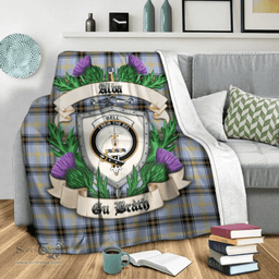 Scottish Bell of the Borders Clan Tartan Blanket - Crest Thistle Style Scottish Plaid Tartan Plaid