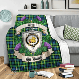 Scottish Campbell of Breadalbane Ancient Clan Tartan Blanket - Crest Thistle Style Scottish Plaid Tartan Plaid