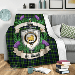 Scottish Campbell of Breadalbane Modern Clan Tartan Blanket - Crest Thistle Style Scottish Plaid Tartan Plaid
