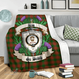 Scottish Menzies Green Modern Clan Tartan Blanket - Crest Thistle Style Scottish Plaid Tartan Plaid
