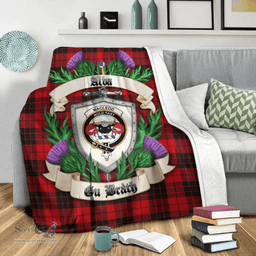 Scottish MacLeod of Raasay Clan Tartan Blanket - Crest Thistle Style Scottish Plaid Tartan Plaid