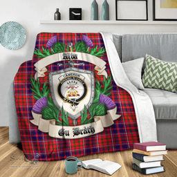 Scottish Cameron of Lochiel Modern Clan Tartan Blanket - Crest Thistle Style Scottish Plaid Tartan Plaid