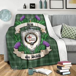 Scottish MacDonald Lord of the Isles Hunting Clan Tartan Blanket - Crest Thistle Style Scottish Plaid Tartan Plaid
