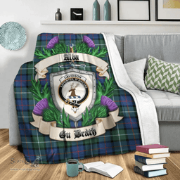 Scottish Davidson of Tulloch  Clan Tartan Blanket - Crest Thistle Style Scottish Plaid Tartan Plaid