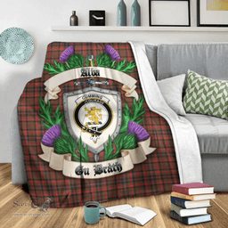 Scottish Cumming Hunting Weathered Clan Tartan Blanket - Crest Thistle Style Scottish Plaid Tartan Plaid