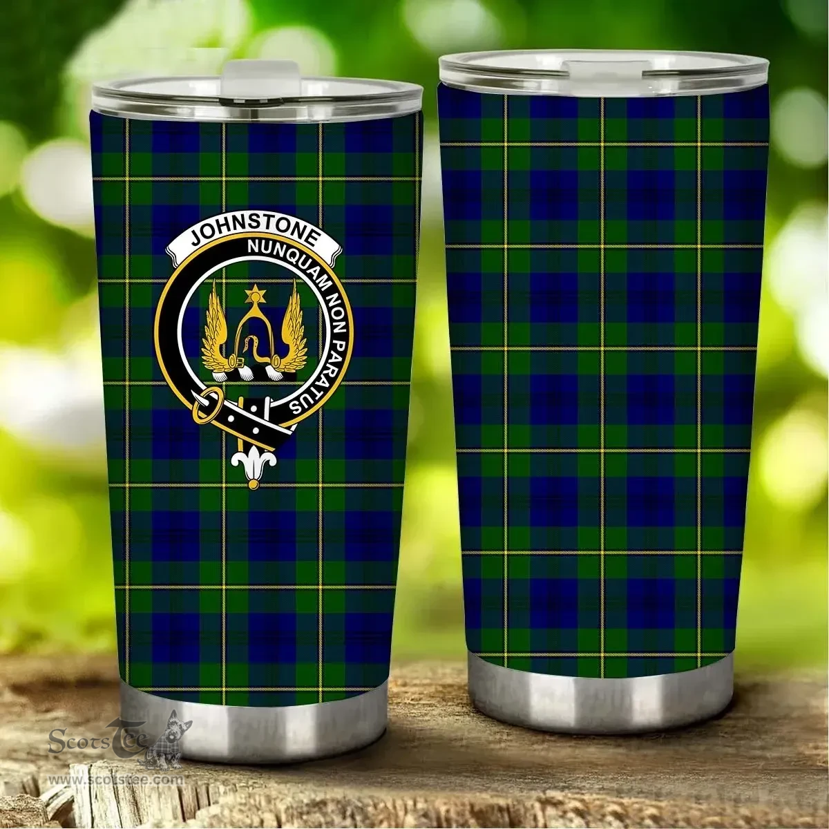 Scottish Johnstone Clan Tartan Tumbler - Stainless Steel Glitter Tumbler Scottish Plaid Tartan Plaid