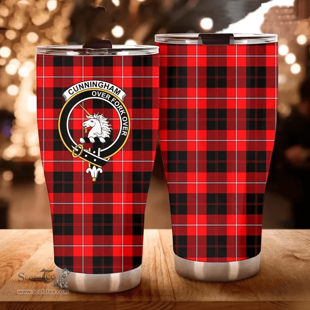 Scottish Cunningham Clan Tartan Tumbler - Curved Glitter Tumbler Scottish Plaid Tartan Plaid