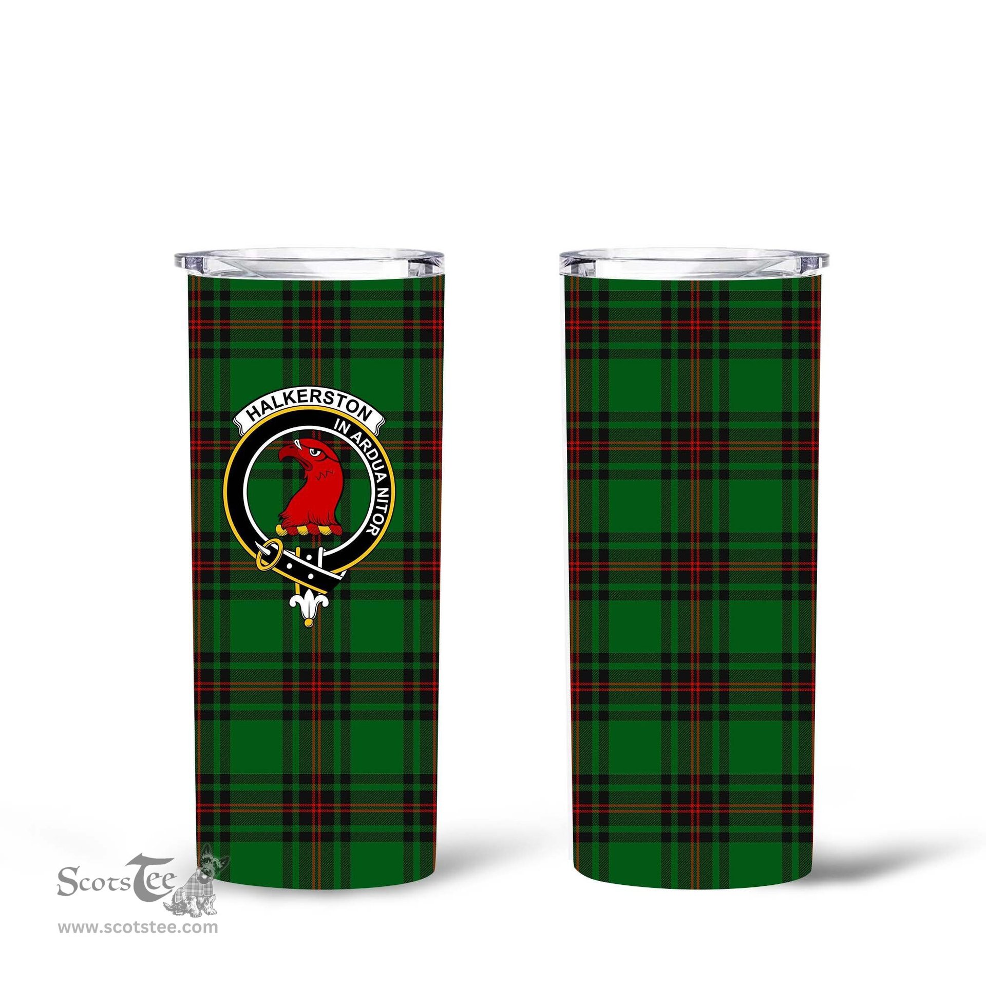 Scottish Halkerston Clan Tartan Tumbler - Tall Glitter Tumbler Scottish Plaid Tartan Plaid