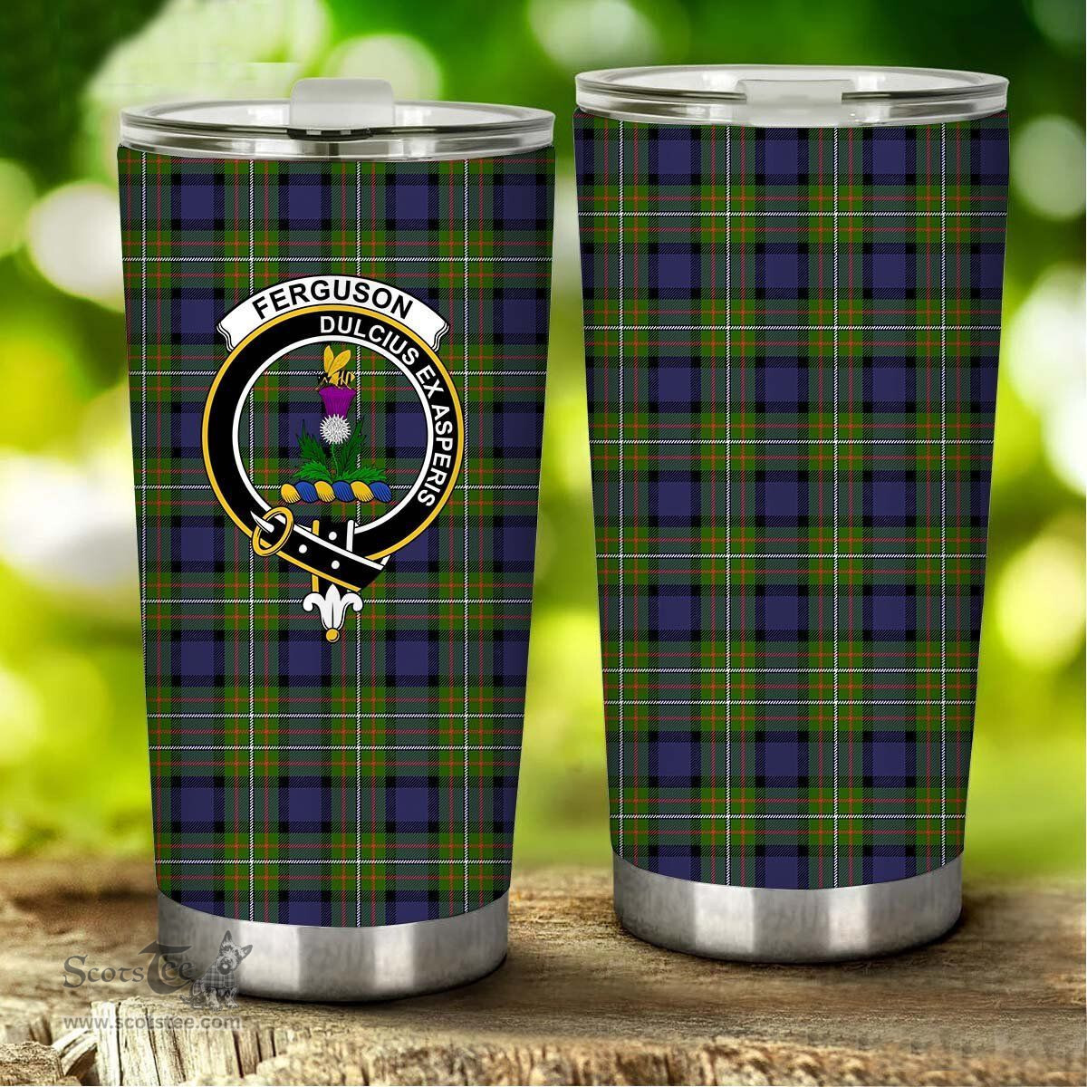 Scottish Ferguson Clan Tartan Tumbler - Stainless Steel Glitter Tumbler Scottish Plaid Tartan Plaid