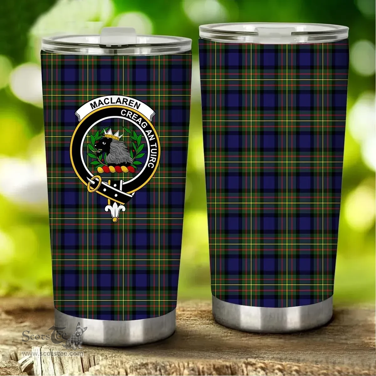 Scottish MacLaren Clan Tartan Tumbler - Stainless Steel Glitter Tumbler Scottish Plaid Tartan Plaid