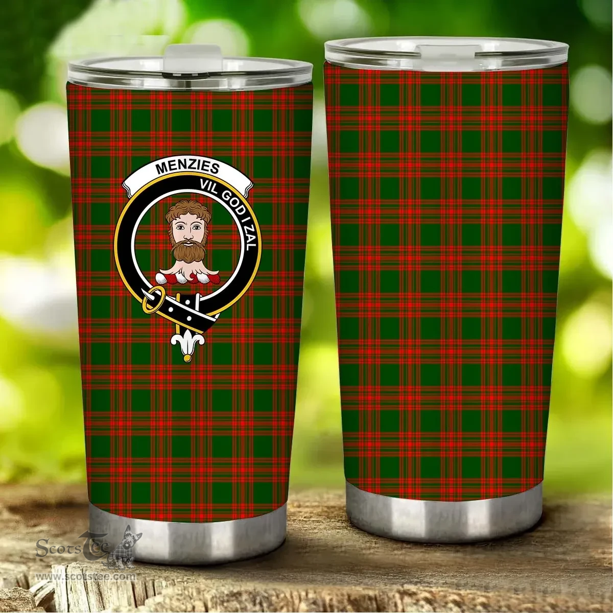Scottish MENZIES GREEN MODERN Clan Tartan Tumbler - Stainless Steel Glitter Tumbler Scottish Plaid Tartan Plaid