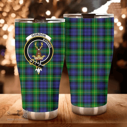 Scottish Gordon Clan Tartan Tumbler - Curved Glitter Tumbler Scottish Plaid Tartan Plaid