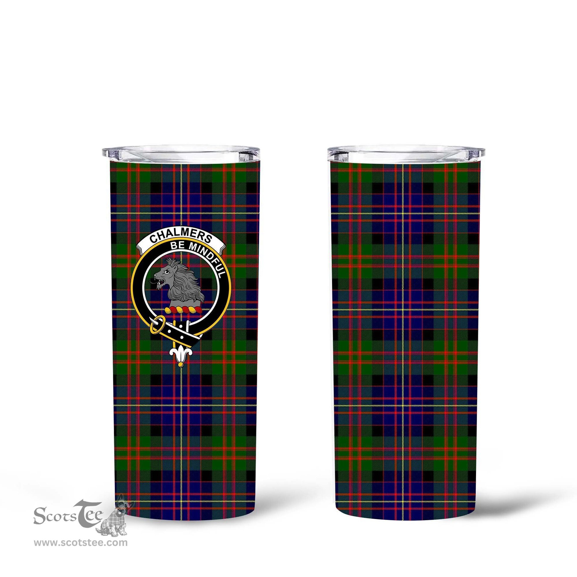 Scottish Chalmers Clan Tartan Tumbler - Tall Glitter Tumbler Scottish Plaid Tartan Plaid
