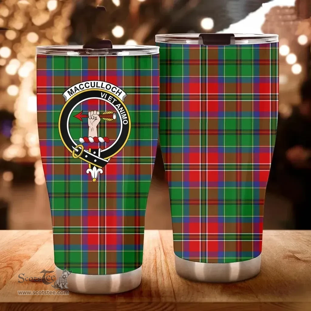 Scottish MacCulloch (McCulloch) Clan Tartan Tumbler - Curved Glitter Tumbler Scottish Plaid Tartan Plaid