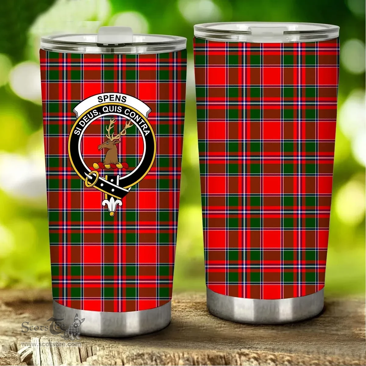 Scottish Spens (or Spence) Clan Tartan Tumbler - Stainless Steel Glitter Tumbler Scottish Plaid Tartan Plaid