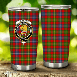 Scottish Forrester Clan Tartan Tumbler - Stainless Steel Glitter Tumbler Scottish Plaid Tartan Plaid