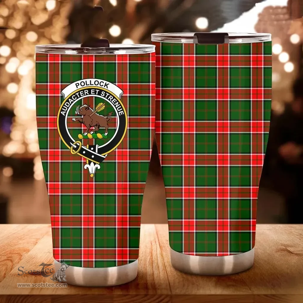 Scottish Pollock Clan Tartan Tumbler - Curved Glitter Tumbler Scottish Plaid Tartan Plaid