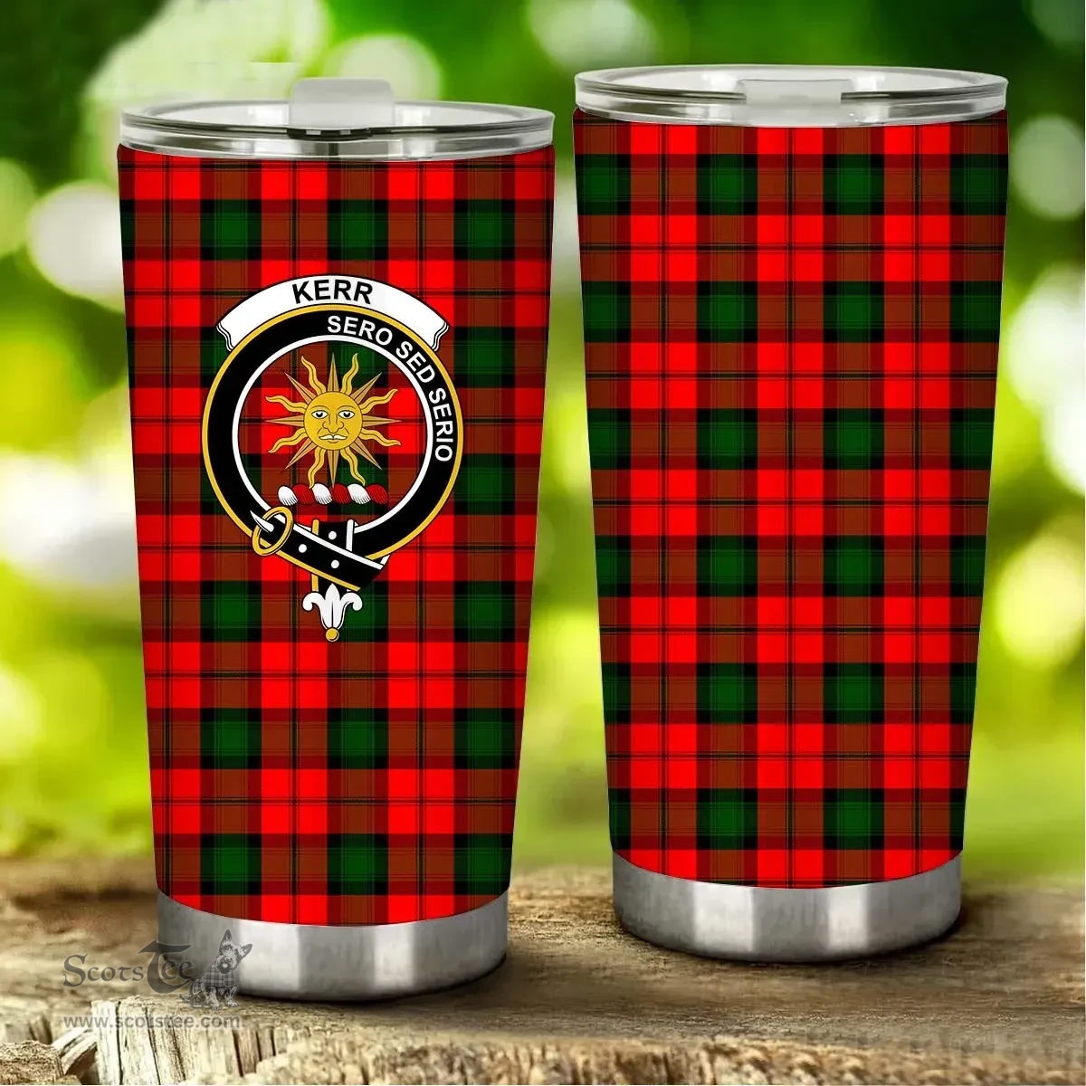 Scottish Kerr Clan Tartan Tumbler - Stainless Steel Glitter Tumbler Scottish Plaid Tartan Plaid