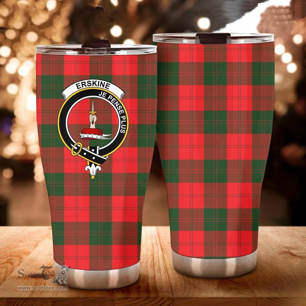 Scottish Erskine Clan Tartan Tumbler - Curved Glitter Tumbler Scottish Plaid Tartan Plaid