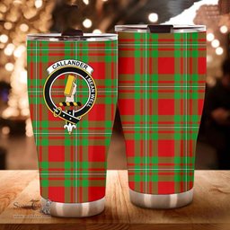 Scottish Callander Clan Tartan Tumbler - Curved Glitter Tumbler Scottish Plaid Tartan Plaid