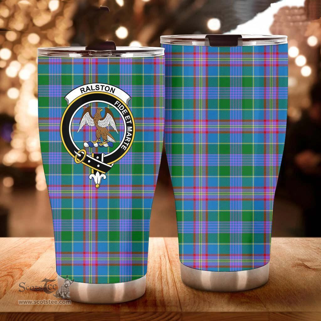 Scottish Ralston Clan Tartan Tumbler - Curved Glitter Tumbler Scottish Plaid Tartan Plaid