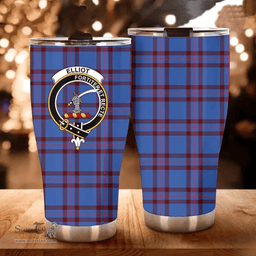 Scottish Elliot Clan Tartan Tumbler - Curved Glitter Tumbler Scottish Plaid Tartan Plaid