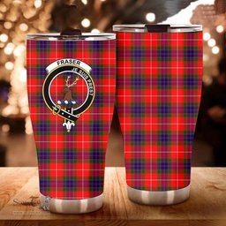 Scottish Fraser (of Lovat) Clan Tartan Tumbler - Curved Glitter Tumbler Scottish Plaid Tartan Plaid