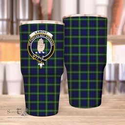 Scottish Lamont Clan Tartan Tumbler - Stainless Steel Glitter Tumbler Scottish Plaid Tartan Plaid