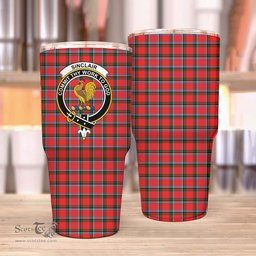Scottish Sinclair Clan Tartan Tumbler - Stainless Steel Glitter Tumbler Scottish Plaid Tartan Plaid