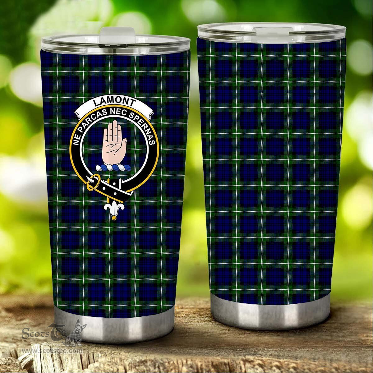 Scottish Lamont Clan Tartan Tumbler - Stainless Steel Glitter Tumbler Scottish Plaid Tartan Plaid