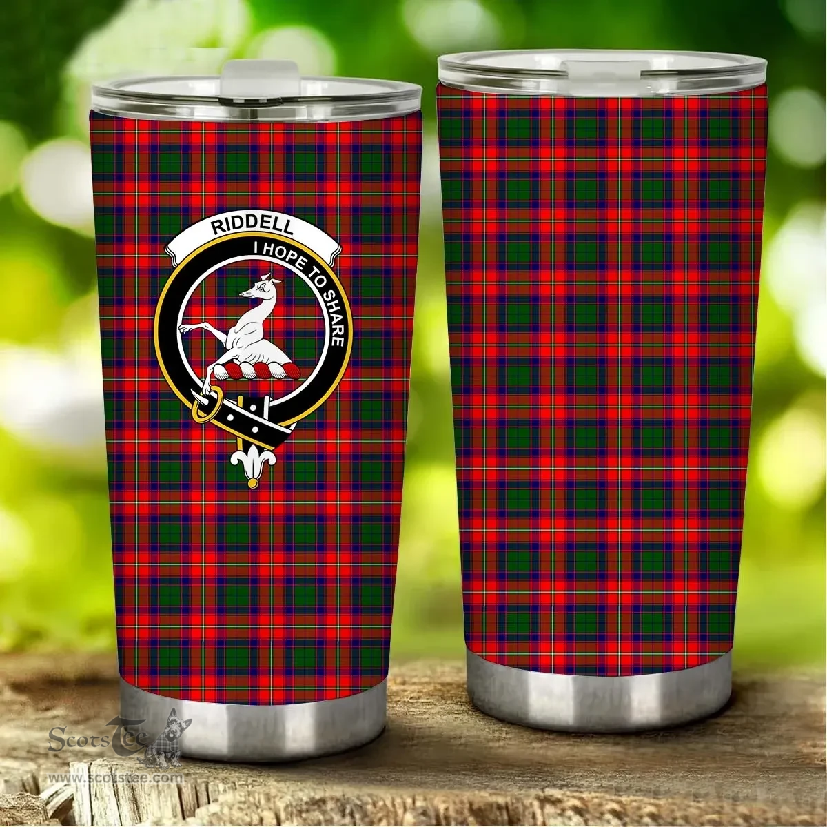 Scottish Riddell Clan Tartan Tumbler - Stainless Steel Glitter Tumbler Scottish Plaid Tartan Plaid