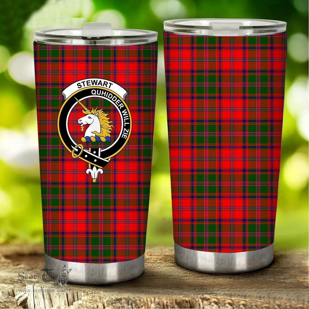 Scottish Stewart (of Appin) Clan Tartan Tumbler - Stainless Steel Glitter Tumbler Scottish Plaid Tartan Plaid