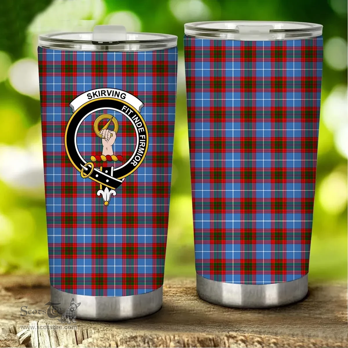 Scottish Skirving Clan Tartan Tumbler - Stainless Steel Glitter Tumbler Scottish Plaid Tartan Plaid