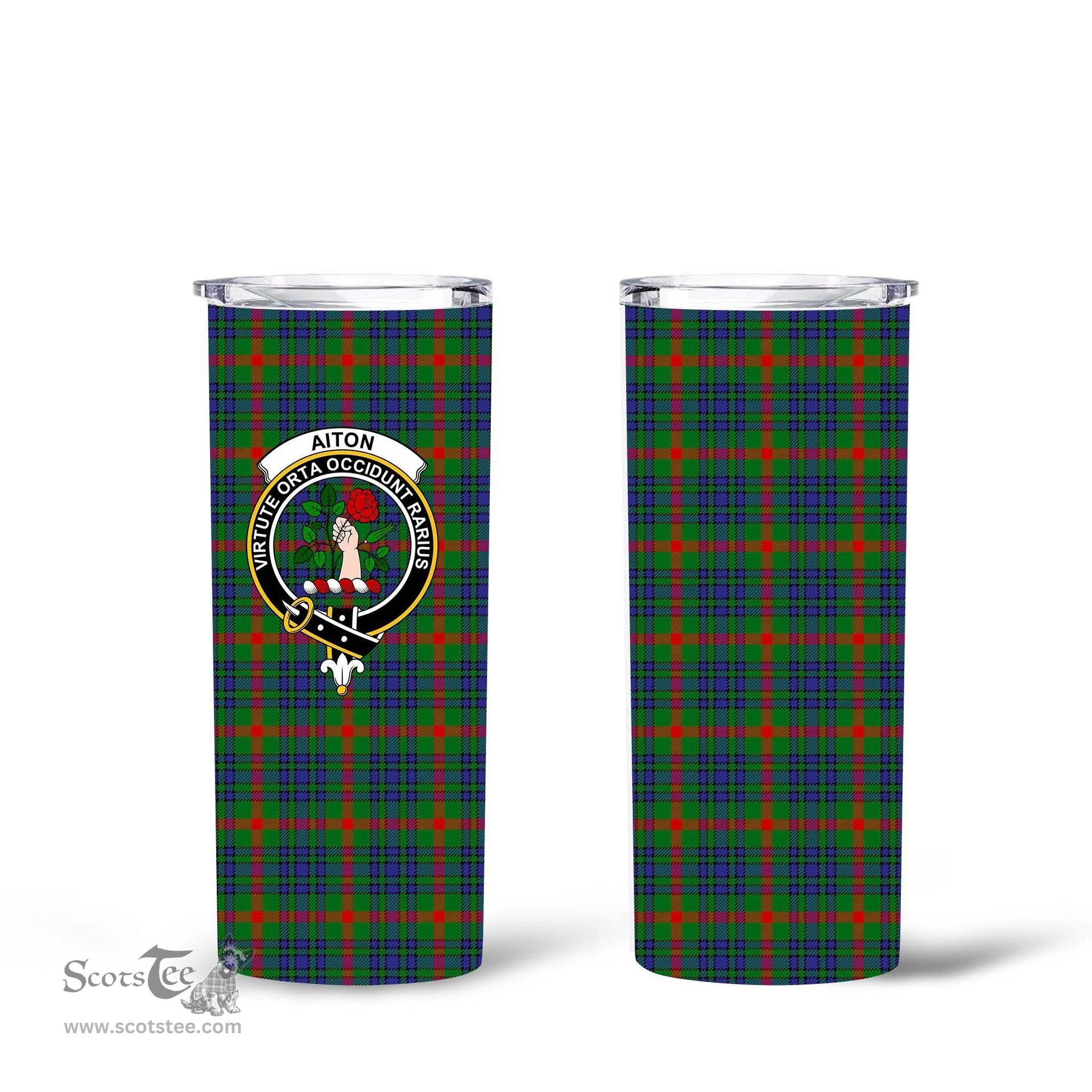 Scottish Aiton Clan Tartan Tumbler - Tall Glitter Tumbler Scottish Plaid Tartan Plaid