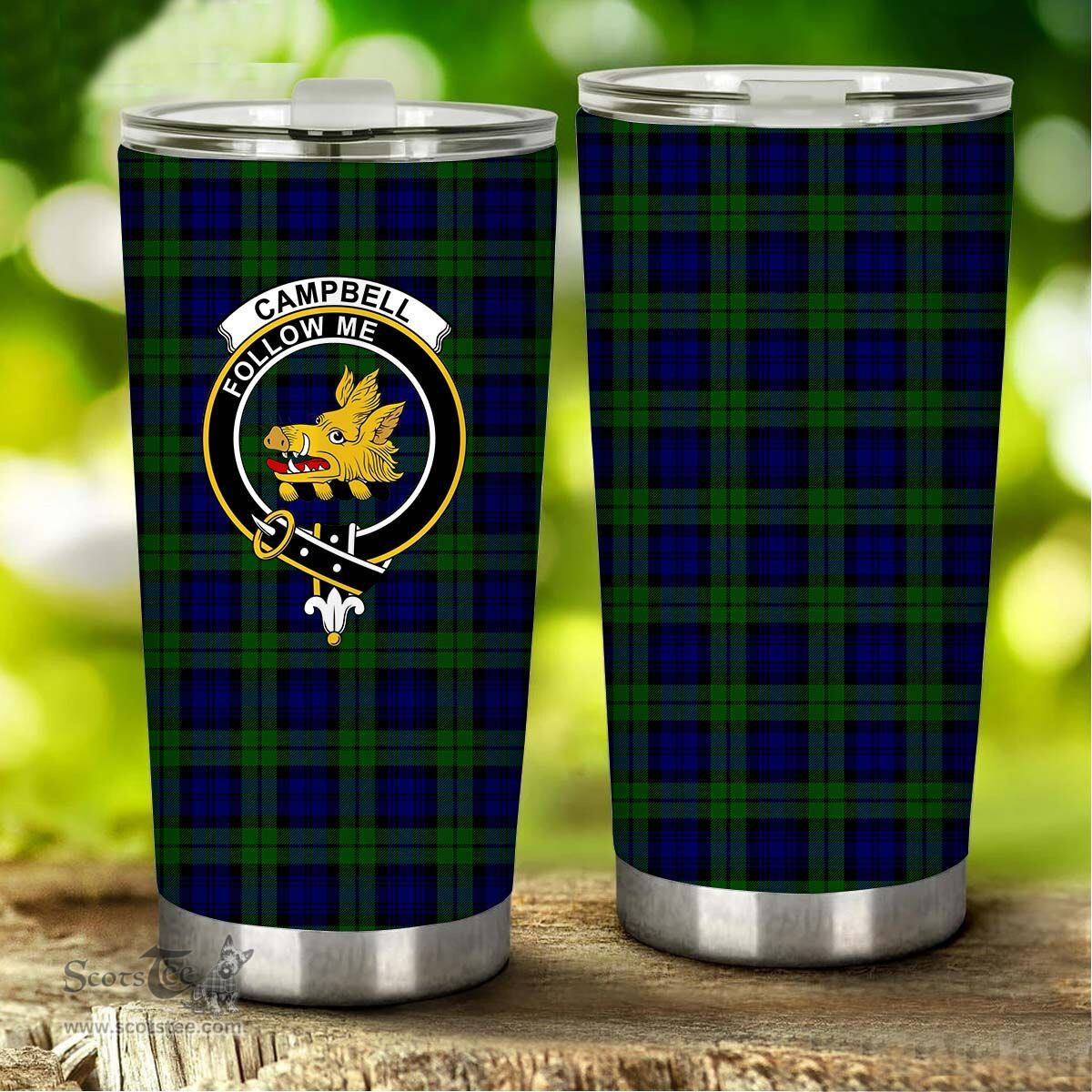 Scottish Campbell Clan Tartan Tumbler - Stainless Steel Glitter Tumbler Scottish Plaid Tartan Plaid