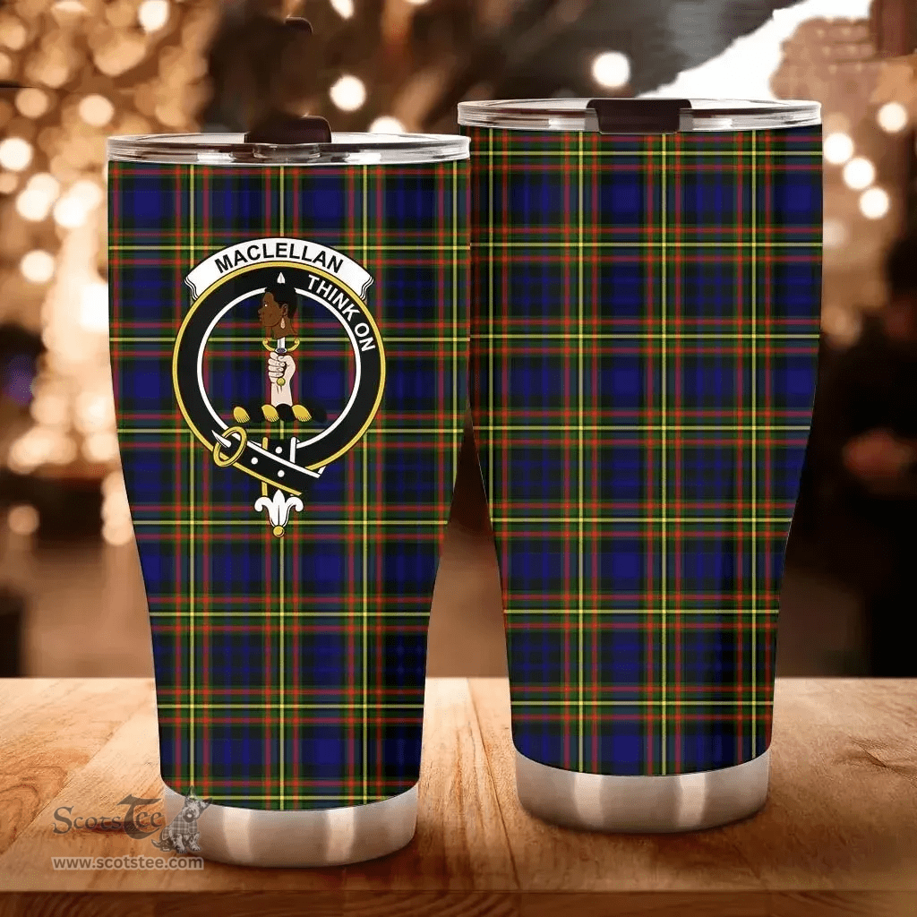 Scottish MacLellan Clan Tartan Tumbler - Curved Glitter Tumbler Scottish Plaid Tartan Plaid