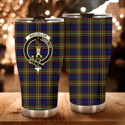 Scottish MacLellan Clan Tartan Tumbler - Curved Glitter Tumbler Scottish Plaid Tartan Plaid