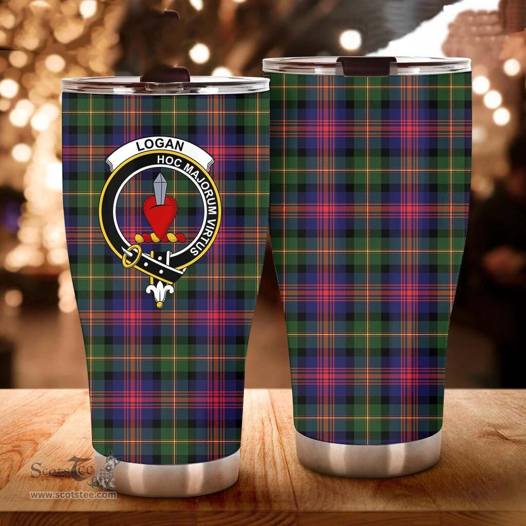 Scottish Logan Clan Tartan Tumbler - Curved Glitter Tumbler Scottish Plaid Tartan Plaid