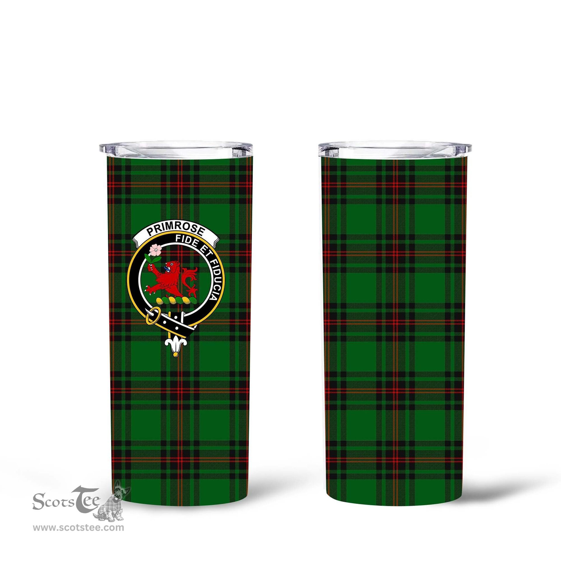 Scottish Primrose Clan Tartan Tumbler - Tall Glitter Tumbler Scottish Plaid Tartan Plaid