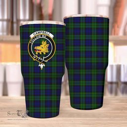 Scottish Campbell Clan Tartan Tumbler - Stainless Steel Glitter Tumbler Scottish Plaid Tartan Plaid