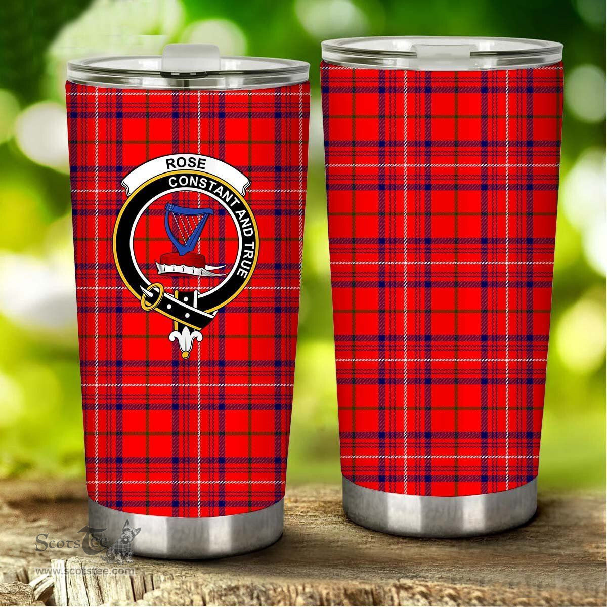 Scottish Rose Clan Tartan Tumbler - Stainless Steel Glitter Tumbler Scottish Plaid Tartan Plaid