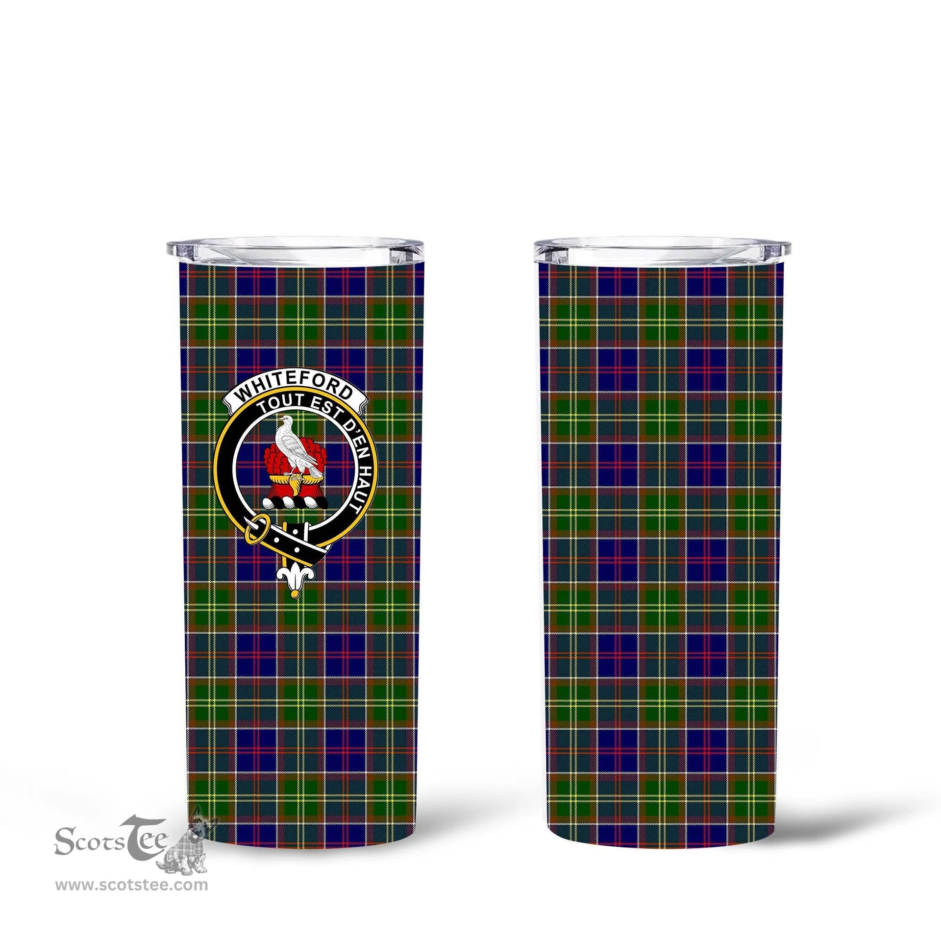 Scottish Whiteford Clan Tartan Tumbler - Tall Glitter Tumbler Scottish Plaid Tartan Plaid