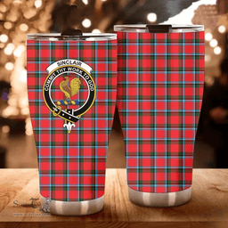 Scottish Sinclair Clan Tartan Tumbler - Curved Glitter Tumbler Scottish Plaid Tartan Plaid