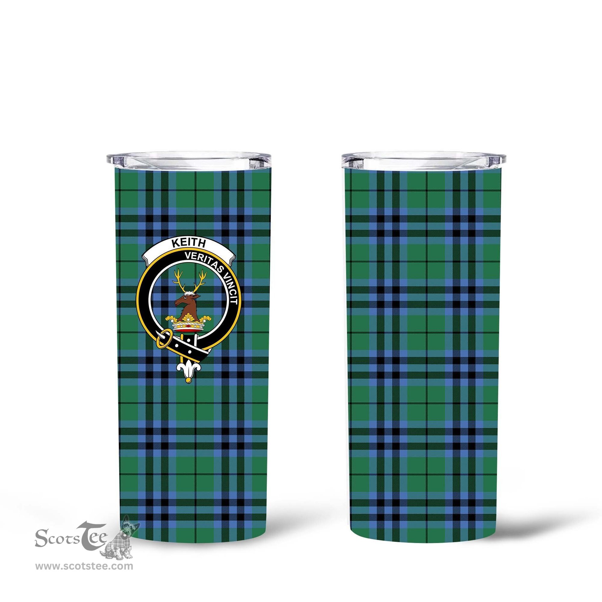 Scottish Keith Clan Tartan Tumbler - Tall Glitter Tumbler Scottish Plaid Tartan Plaid