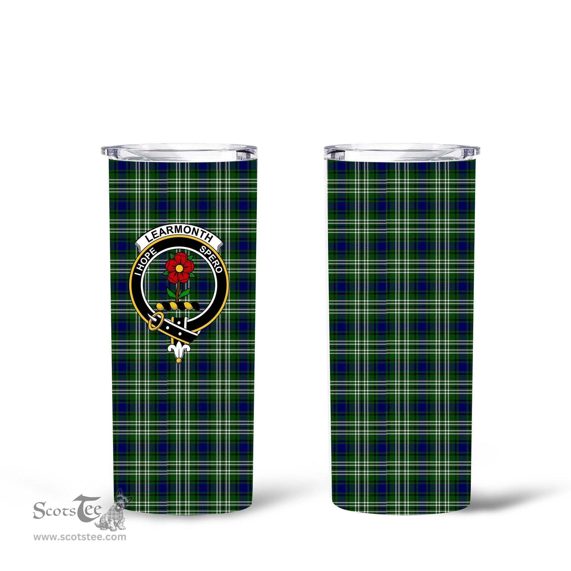 Scottish Learmonth Clan Tartan Tumbler - Tall Glitter Tumbler Scottish Plaid Tartan Plaid