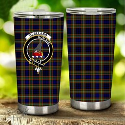 Scottish Clelland Clan Tartan Tumbler - Stainless Steel Glitter Tumbler Scottish Plaid Tartan Plaid