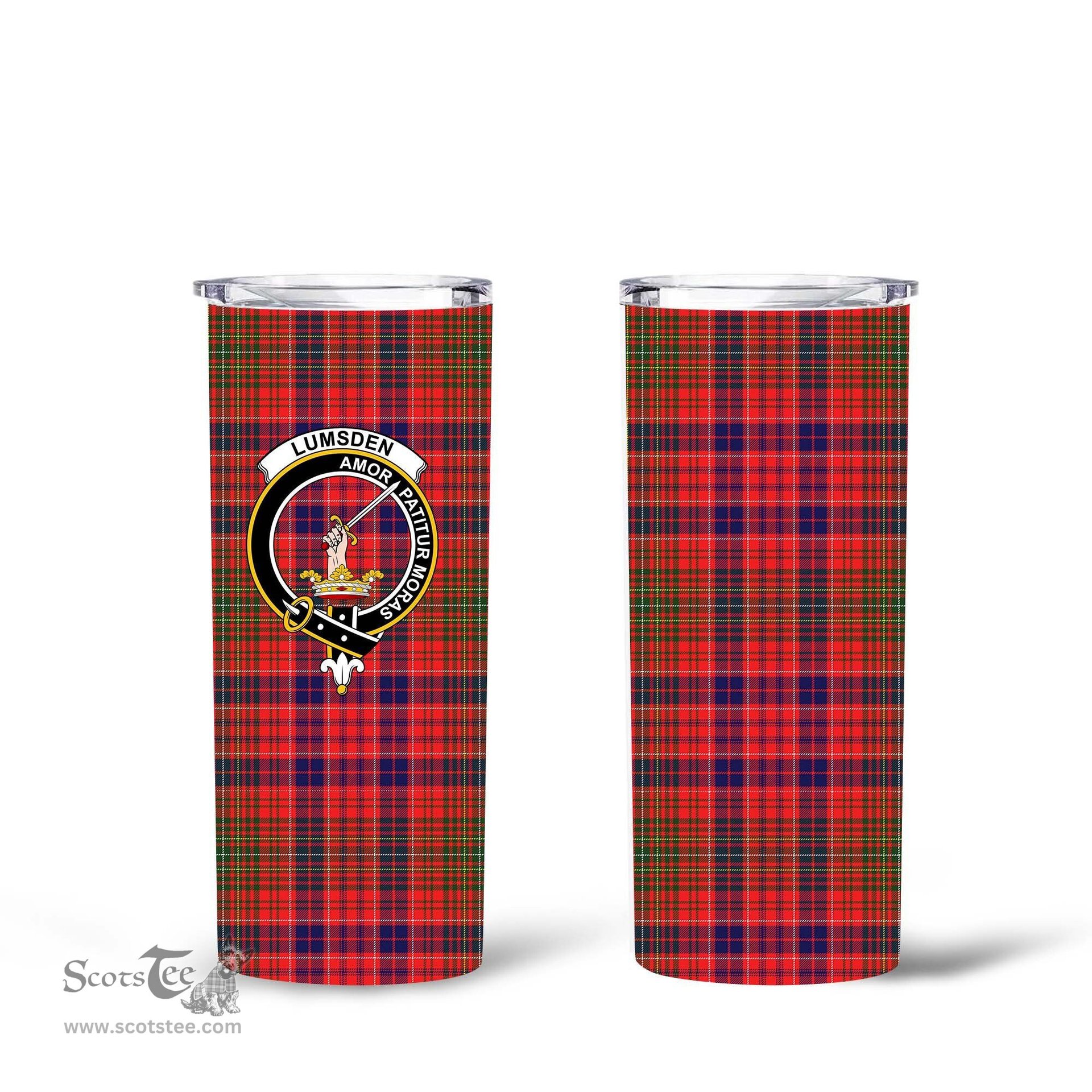 Scottish Lumsden Clan Tartan Tumbler - Tall Glitter Tumbler Scottish Plaid Tartan Plaid