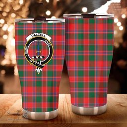 Scottish Dalziell Clan Tartan Tumbler - Curved Glitter Tumbler Scottish Plaid Tartan Plaid
